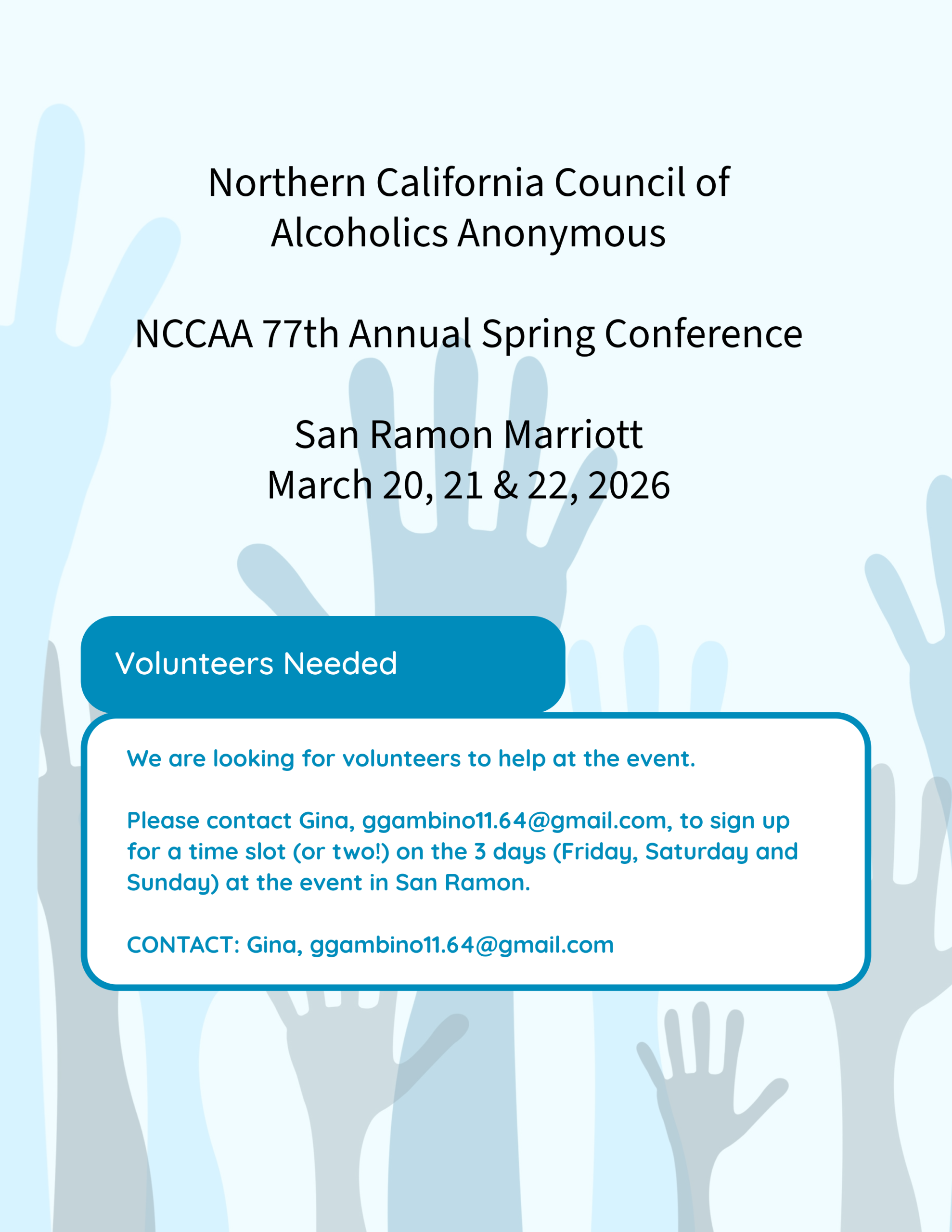 volunteers NCCAA event March